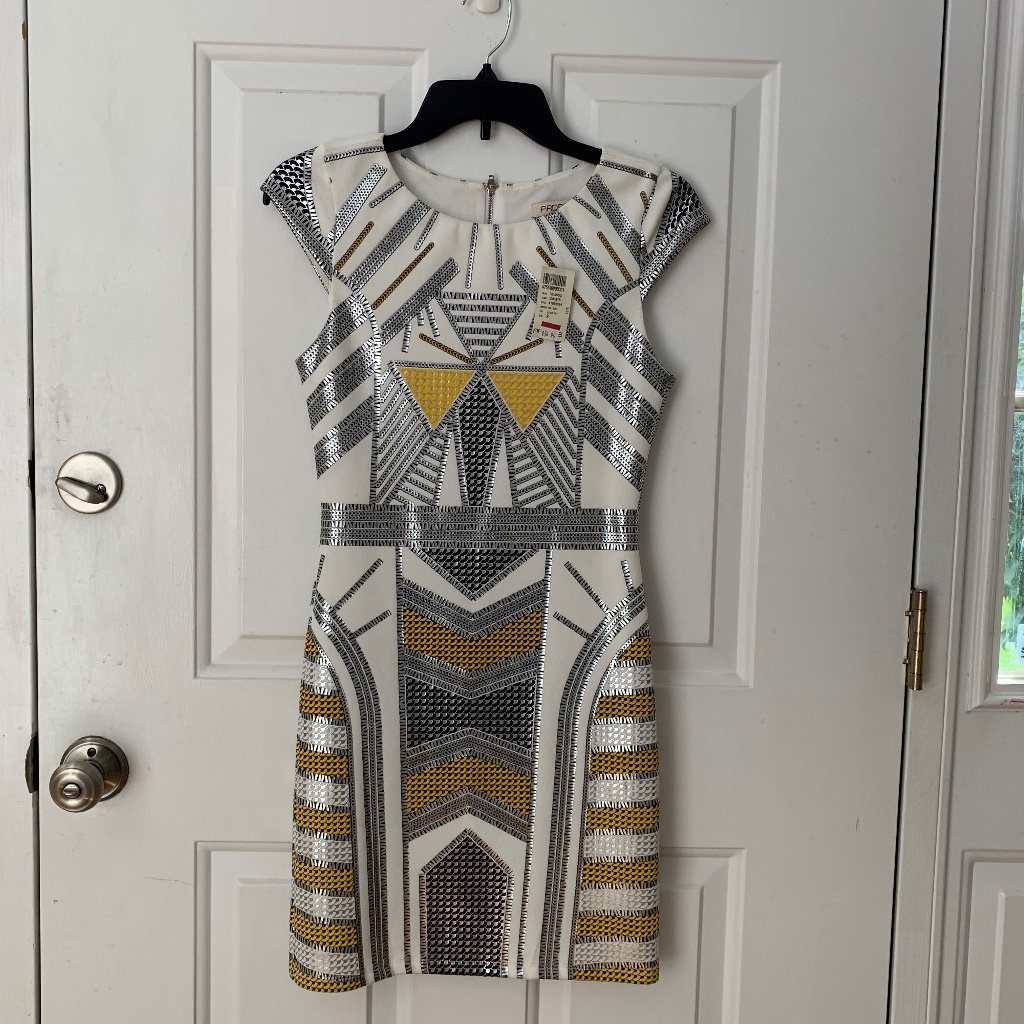 Arden B Brand New Angular Gold Foil Dress Arden B Brand New Angular Gold Foil Dress
